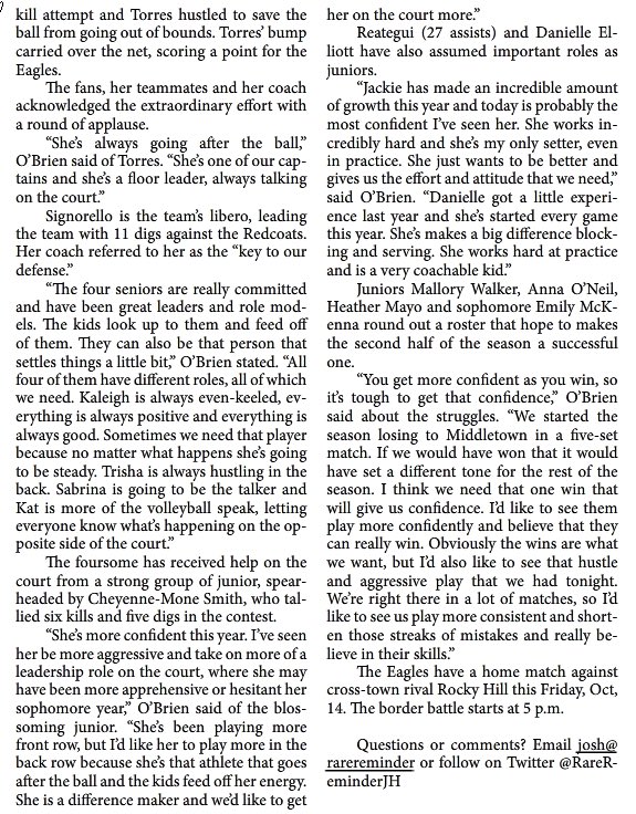 RareReminderJH's tweet photo. Wethersfield #ctvb hosts Rocky Hill tonight @ 5! Look back at Eagles season thus far in papers this week.

https://t.co/2GiDPo3q7p https://t.co/NvKJnOsc8c