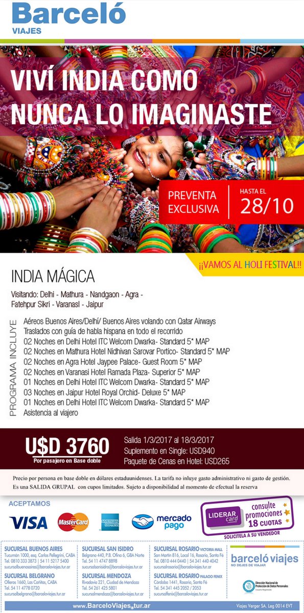 ArgBarcelo's tweet image. No te pierdas esta espectacular #SALIDAGRUPAL a #INDIA!!! @ElViajero_Pais @cronicaviajera @martindanelutti @RestoDelMundo13 @notituristicas