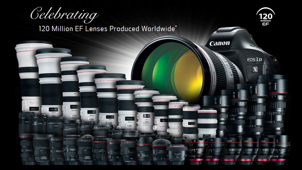 CanonUSApro's tweet photo. We’re celebrating a milestone! 120 Million #CanonEFlenses produced worldwide. #GlassFirst https://t.co/W0f07UD8A3 https://t.co/5Obz73pcBC