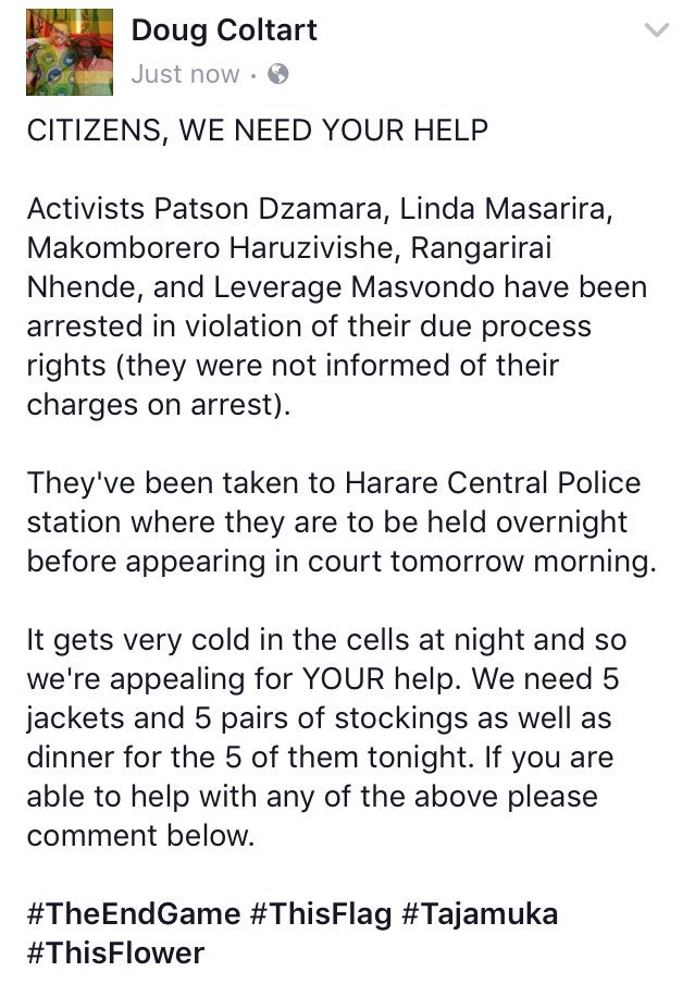 DougColtart's tweet photo. Citizens, 5 of our comrades are spending the night in a cell tonight. If anyone is able to help with warm clothes or food please let me know https://t.co/5a2OCpn6dt