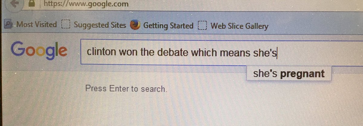 trumpaign's tweet photo. Does Google know something we don't? She may keep a lot of secrets, but this one trumps them all. https://t.co/0lAUHiOZaq