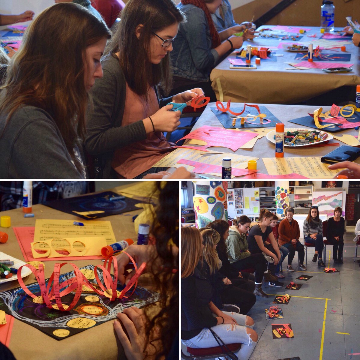 EXYOinc's tweet photo. Creative Art Therapy Students came to our studio to create art and learn about our program. #arttherapy #MentalHealthAwareness #SOUL #EXYO https://t.co/TNvmfaWh1V