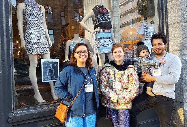 #Arviat #Nunavut's Hinaani Design creators in St. John's NL before storefront of their products <a href="/Nookslindell/">Hinaani Designer</a> PHOTO/T. TUNGILIK