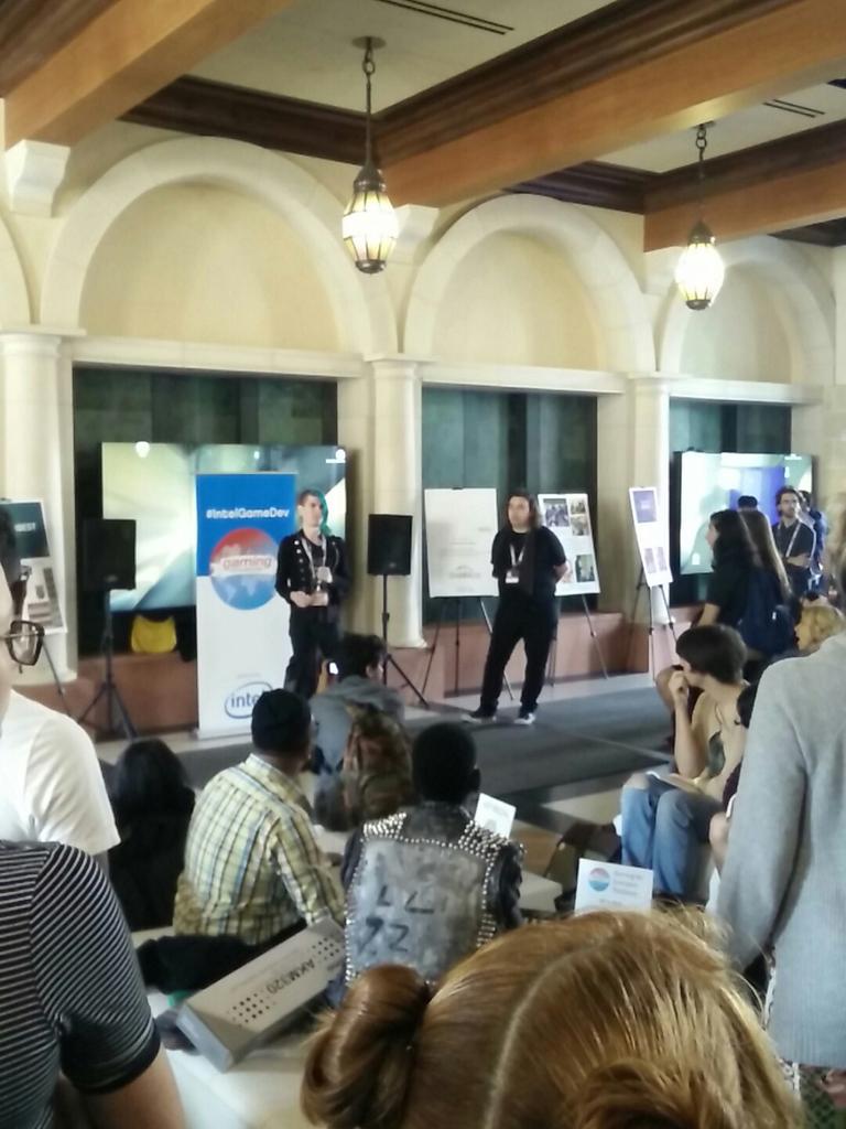 IntelligameUs's tweet image. Watching indie game dev pitches to start off #indiecade16. #intelgamedev