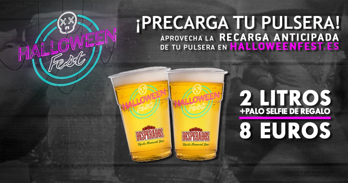 Aprovecha la pre-carga de tu pulsera para <a href="/Halloweenfest16/">Halloween Fest</a>. ¡2 litros de cerveza por 8 euros! ¡Nos hemos vuelto locos!