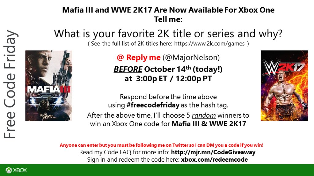 why can i get wwe 2k17 free on the xbox one