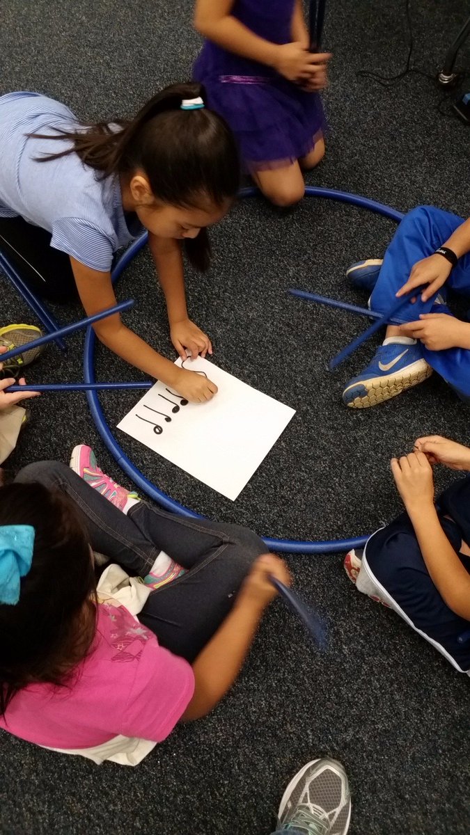 First grade creativity making rhythm patterns in collaborative groups! #DynamicLME