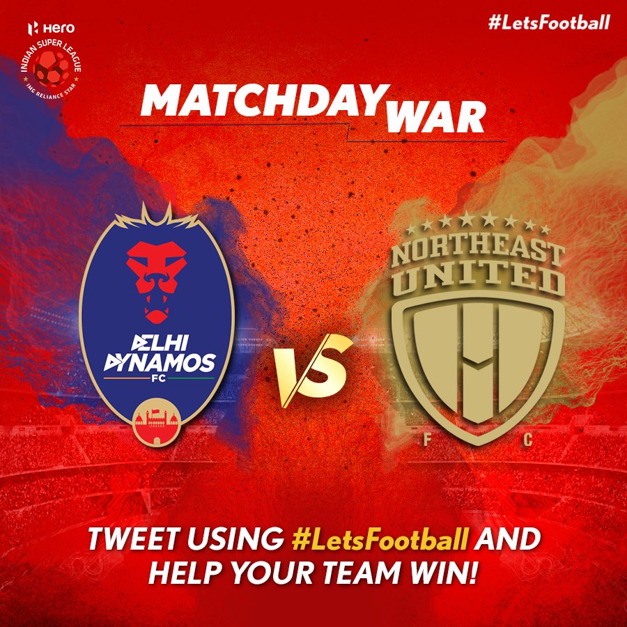 .@DelhiDynamos & @NEUtdFC fans, tweet with #LetsFootball & help your team win today’s Matchday War. https://t.co/sHzbOsk7Kb