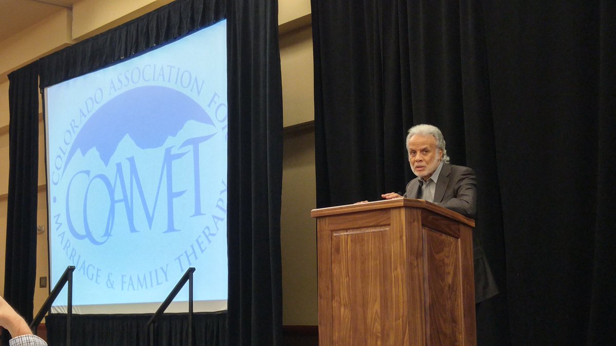 COAMFT's tweet image. After an amazing video presentation of his live session, Aponte answers deep questions about use of Self with families. #coamft2016