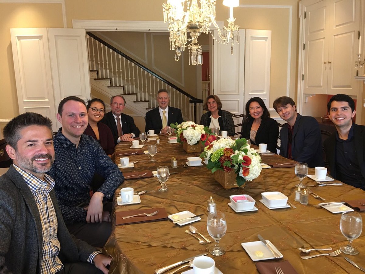 A pleasure meeting the talented Calidore String Quartet with #UDPresAssanis @udcas_ with @MusicatUD