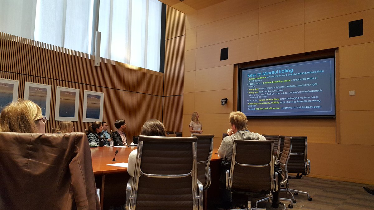 UTSCsummit's tweet photo. Dr. Heather Wheeler presenting on the topic of #mindfulness based interventions for youth with eating disorders. #UTSCsummit https://t.co/UwZOP6aTdu
