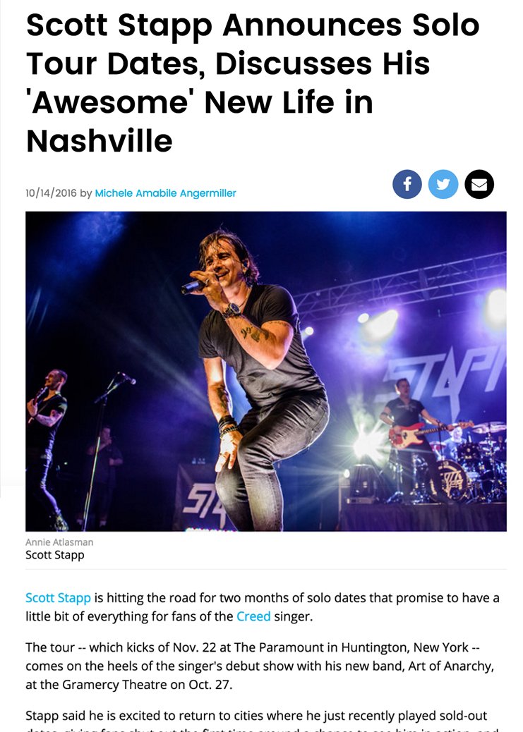 ScottStapp's tweet photo. Excited to wrap up the 2016 #ProofOfLifeTour! Heading back out on the road this winter with my friends @adelitasway and @citizenzero! https://t.co/ijq6j35woh