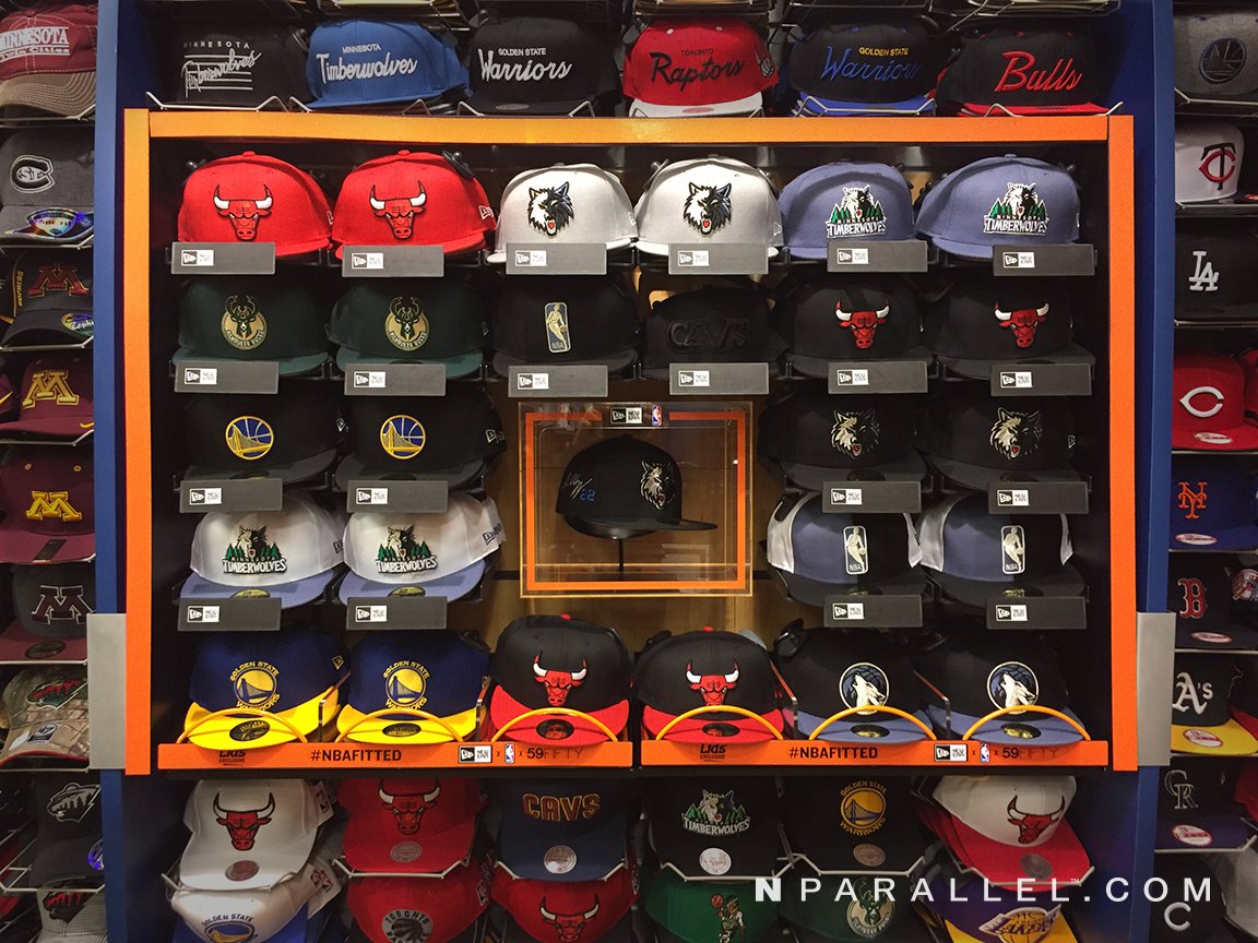_nParallel's tweet photo. Excited to see our @NewEraCap fixturing at select Lids doors. @Lids4Hats. Just in time for chill season & @NBA season. #NBAFitted https://t.co/63WYZyill5
