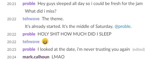 tehwave's tweet image. Having a little fun before the #gm48 starts. 😋