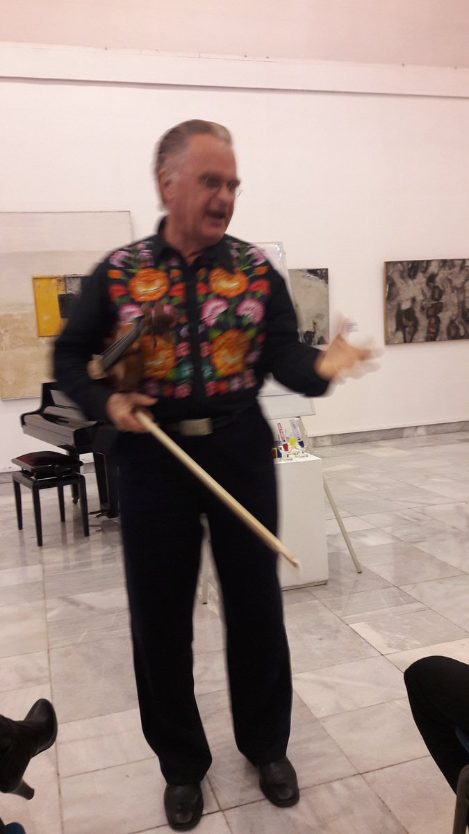 SLOinNMK's tweet photo. Ambassador #Jazbec announcing unique performance of violinist Miha Pogačnik at Daut Pasha Hamam National Gallery. https://t.co/fWyNgR7U2h