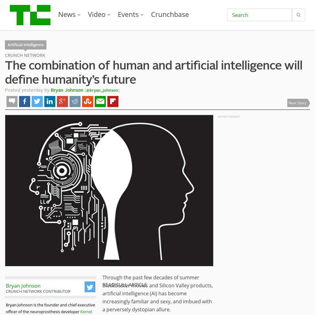 andrewchen's tweet image. The combination of human and artificial intelligence will define humanity’s future via @divraj tcrn.ch/2eBpkvS