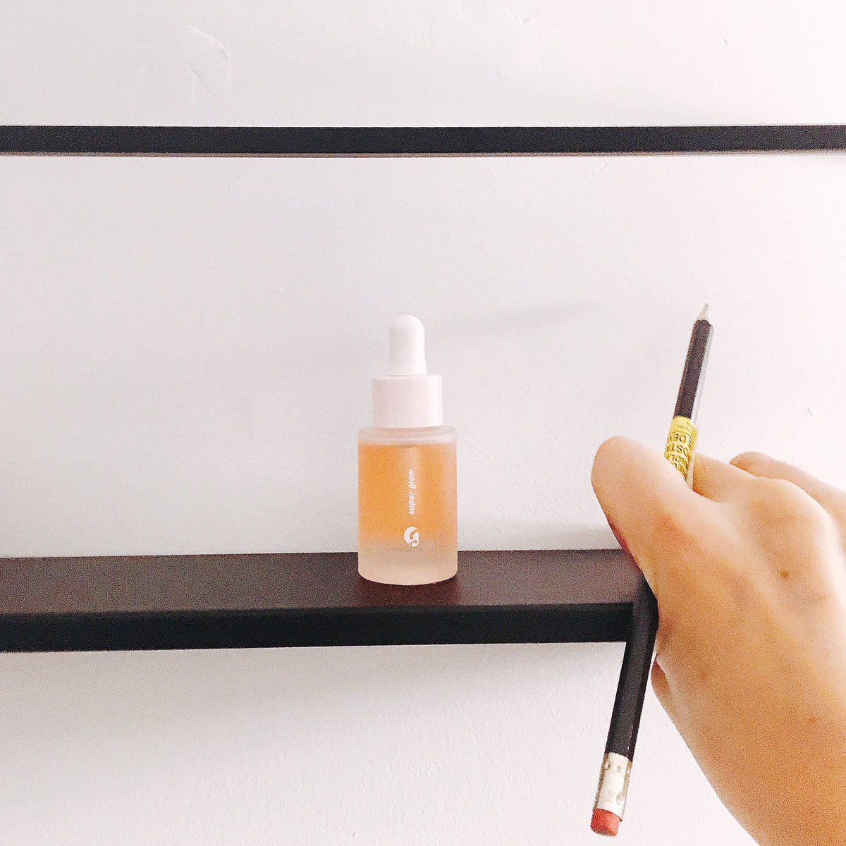 Beauty editor doing home improvement. Is this level? Cc <a href="/glossier/">Sponge Bob</a>