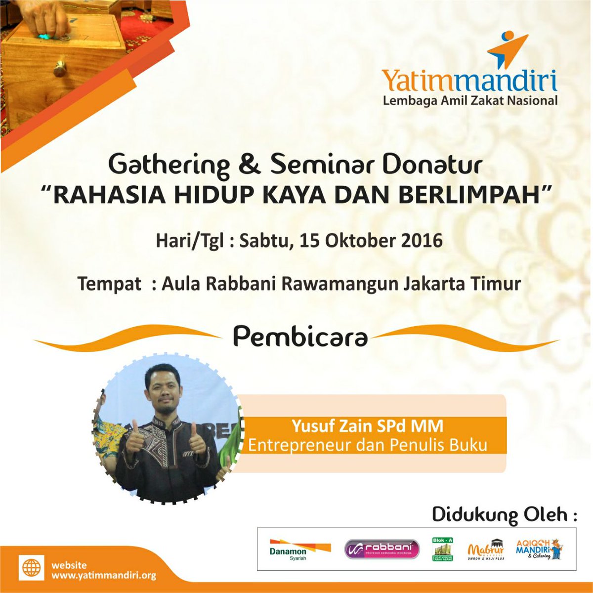 Mengingatkan kembali pukul.13 00 - 16 00 wib di aula Rabbani Rawamangun