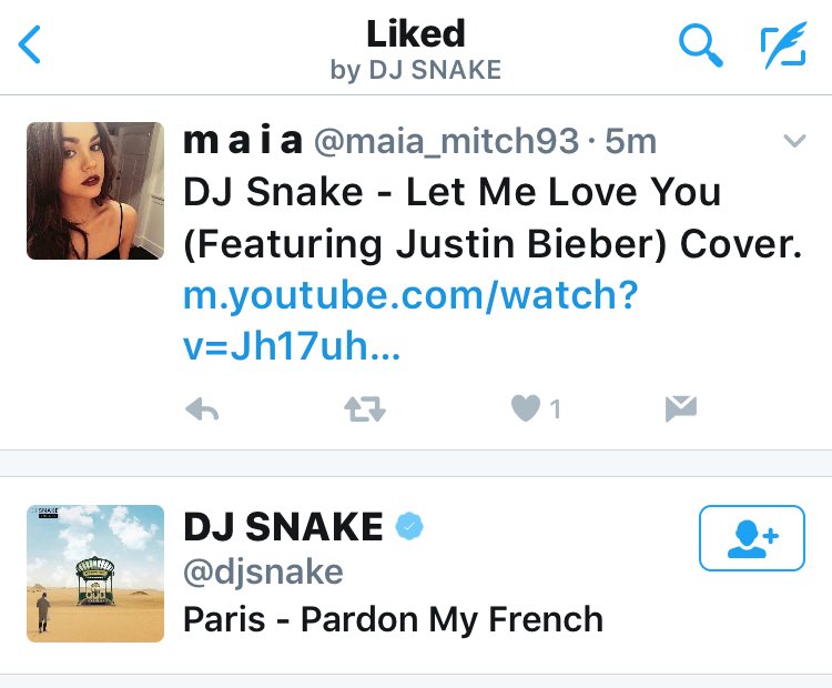 Guys THEE DJ snake liked my tweet 😎😎