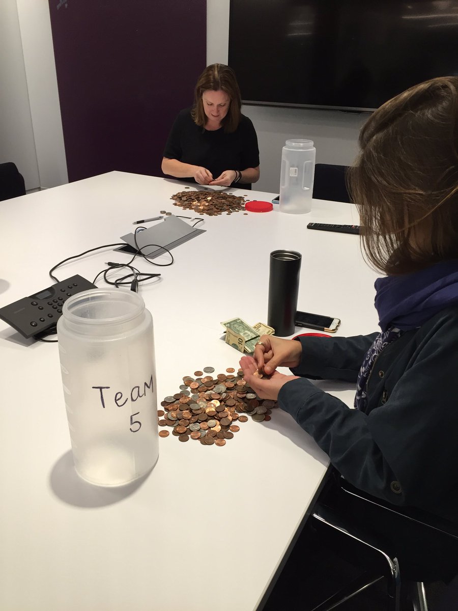 KineticOOH's tweet photo. Counting our coins from Penny Wars and ready to declare a winner! Can't wait for our @HabitatNYC build next week!! #kineticfuture https://t.co/wquY6dmXY1