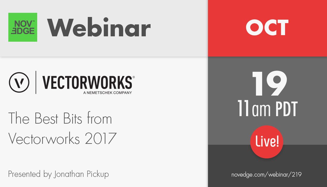 VectorWorking's tweet image. RT @Novedge: Best bits of #Vectorworks2017 with simply the best @archoncad ow.ly/7LkN305cuir  #NovedgeWebinar