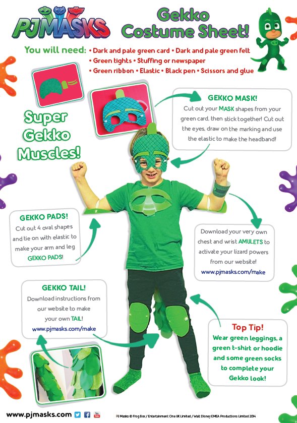 PJ Masks US on X: Your little hero can show off their super Gekko muscles  with this awesome DIY costume! #PJMasks #pjhalloweenparty   / X
