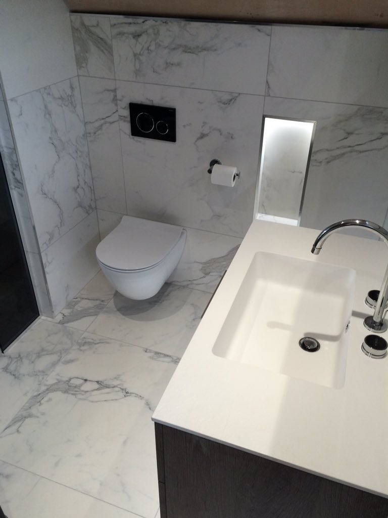 designworkstsb's tweet photo. Bespoke wetroom installation - #zucchetti savoir #arblu dress furniture #coem marmi bianchi tiles. #kbbdesignworks https://t.co/pHLVf1hTZ3