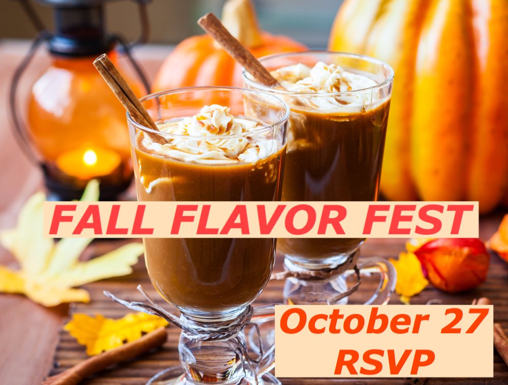 Sign up now - $20 sample four fall cocktails ! Complimentary tastes of our new fall specials !