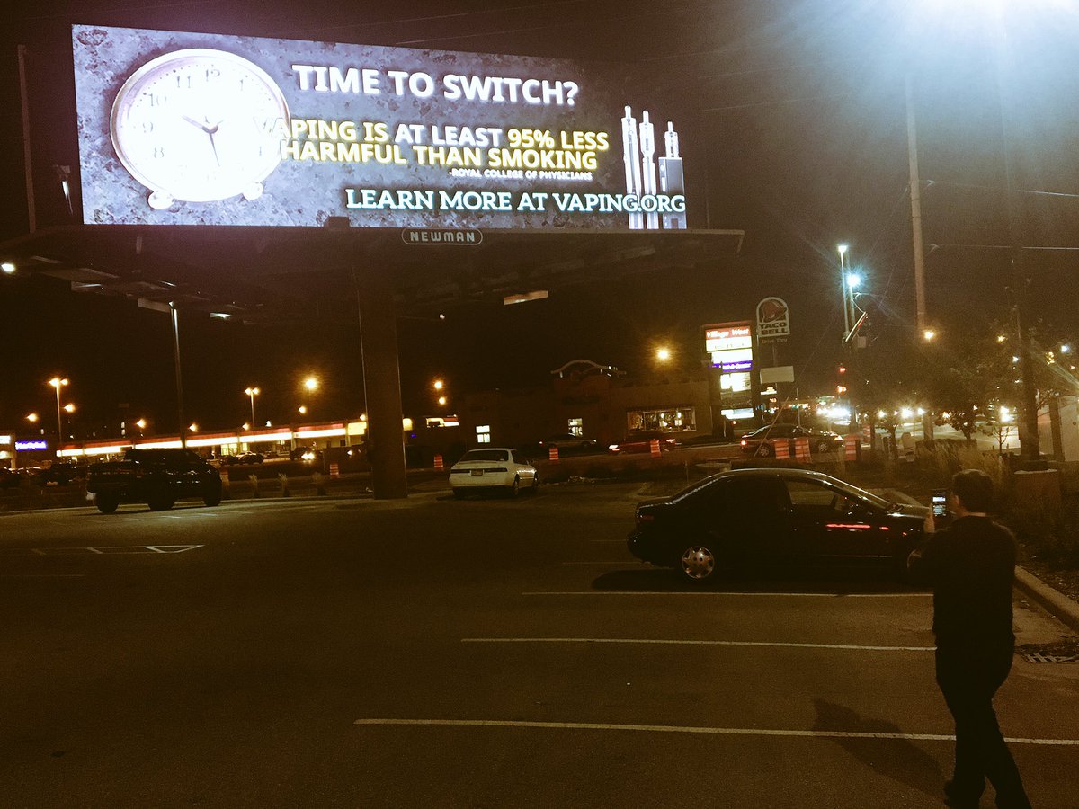 SaveVape's tweet photo. The very excited @GregTHR watching his billboard unveiled in Fargo. https://t.co/2JrpGbYb3t