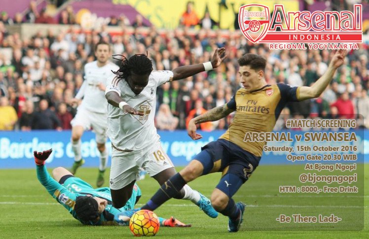 AIS JOGJA ✊🏼 (@ais_jogja) on Twitter photo #Reminder # MatchScreeningAISJogja <a href="/Arsenal/">Arsenal</a> vs <a href="/SwansOfficial/">Swansea City AFC</a> venue <a href="/BjongNgopi/">bjongngopi</a> cc:<a href="/ID_ARSENAL/">ARSENAL INDONESIA</a> #ArsenalDay yuk ramaikan....! #Reminder # MatchScreeningAISJogja <a href="/Arsenal/">Arsenal</a> vs <a href="/SwansOfficial/">Swansea City AFC</a> venue <a href="/BjongNgopi/">bjongngopi</a> cc:<a href="/ID_ARSENAL/">ARSENAL INDONESIA</a> #ArsenalDay yuk ramaikan....!