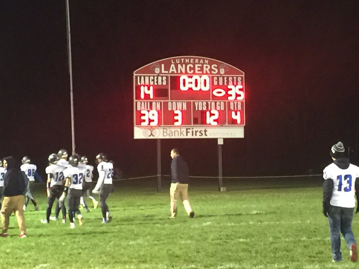 KLC_Football's tweet photo. Final Score
#klcfootball 35
Manitowoc Lutheran 14
#Playoffbound @footballWSN @shebpresssports https://t.co/g2Wv4wsl08