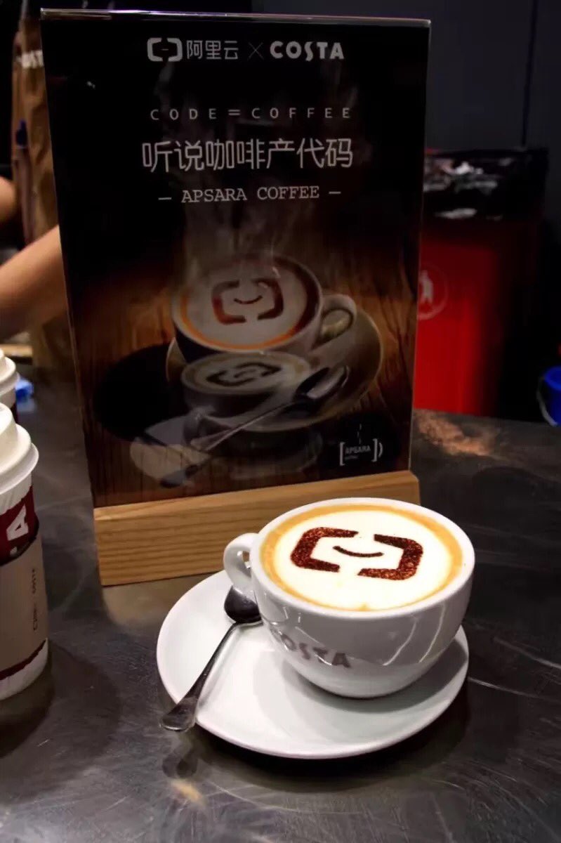 alibaba_cloud's tweet photo. #code = #coffee Grab a special edition #cloud coffee at day 3 of the #CompCon2016 @CostaCoffee #CoffeeMorning https://t.co/0353szymDK