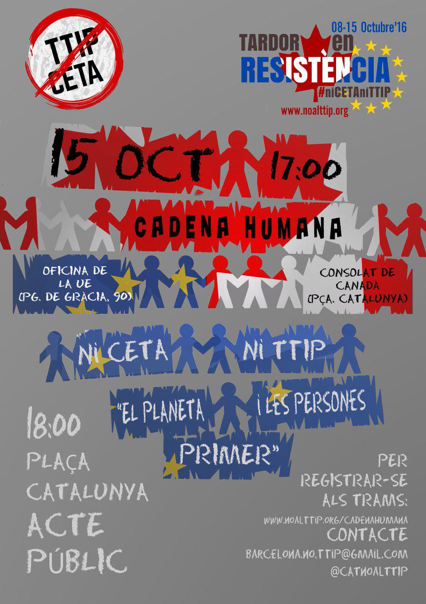 guinardoencomu's tweet image. Cadena Humana 👫👭👬👭👭👫👬 17hores passeig de Gràcia #NICETA #NITTIP #15OstopCETA @elsuplement