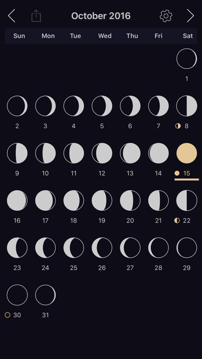 moonplusapp's tweet image. Moon calendar for October 2016