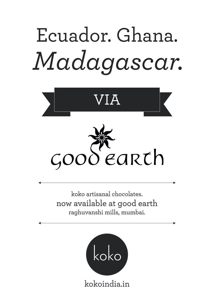 kokochocoindia's tweet photo. Super excited! koko is now available @GOODEARTH Raghuvanshi Mills. #firstretailoutlet #excitingnews https://t.co/f5h59qwIuP