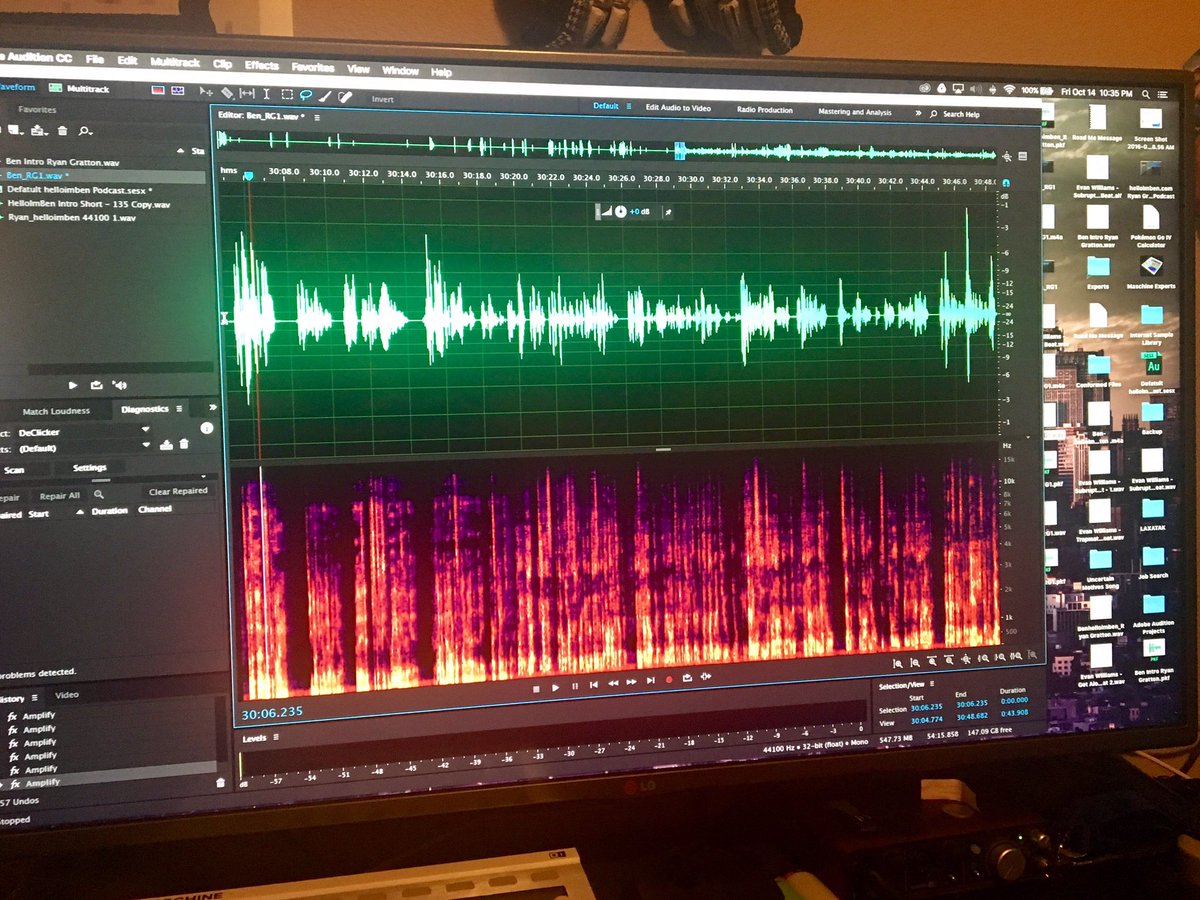ewbeats's tweet photo. Cleaning up #audio since I didn't set the sensitivity mic correctly. It will sound great after post though. #podcast #helloimben #podsquatch https://t.co/fuR58rdrsE