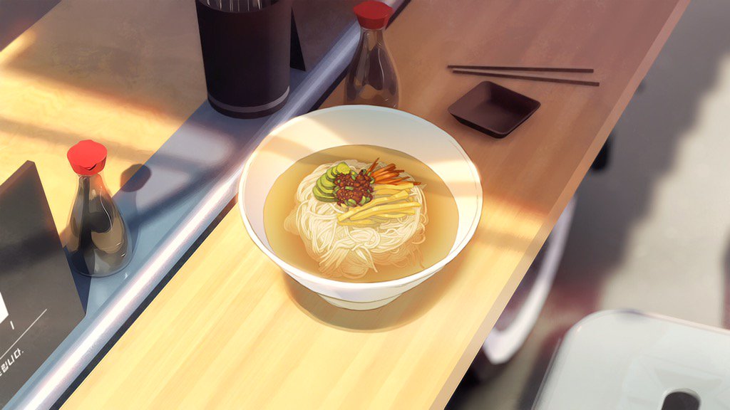 whitebogy's tweet image. 단편 애니 '요일마다' 메뉴중 우동, 멸치국수