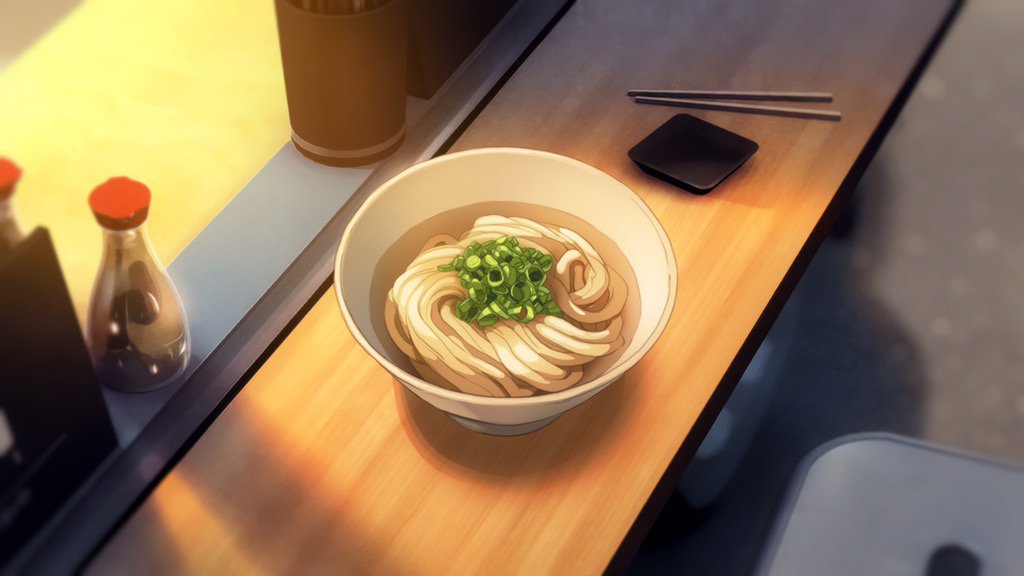 whitebogy's tweet image. 단편 애니 '요일마다' 메뉴중 우동, 멸치국수