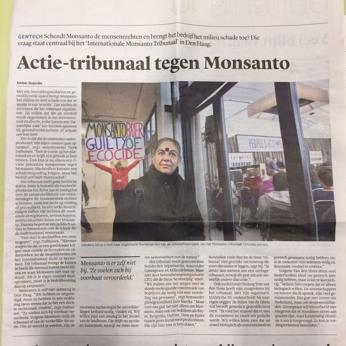monsantotribun's tweet image. Today in Dutch daily @trouw start of #MonsantoTribunal Will it lead to #MonsantoEcocide ?