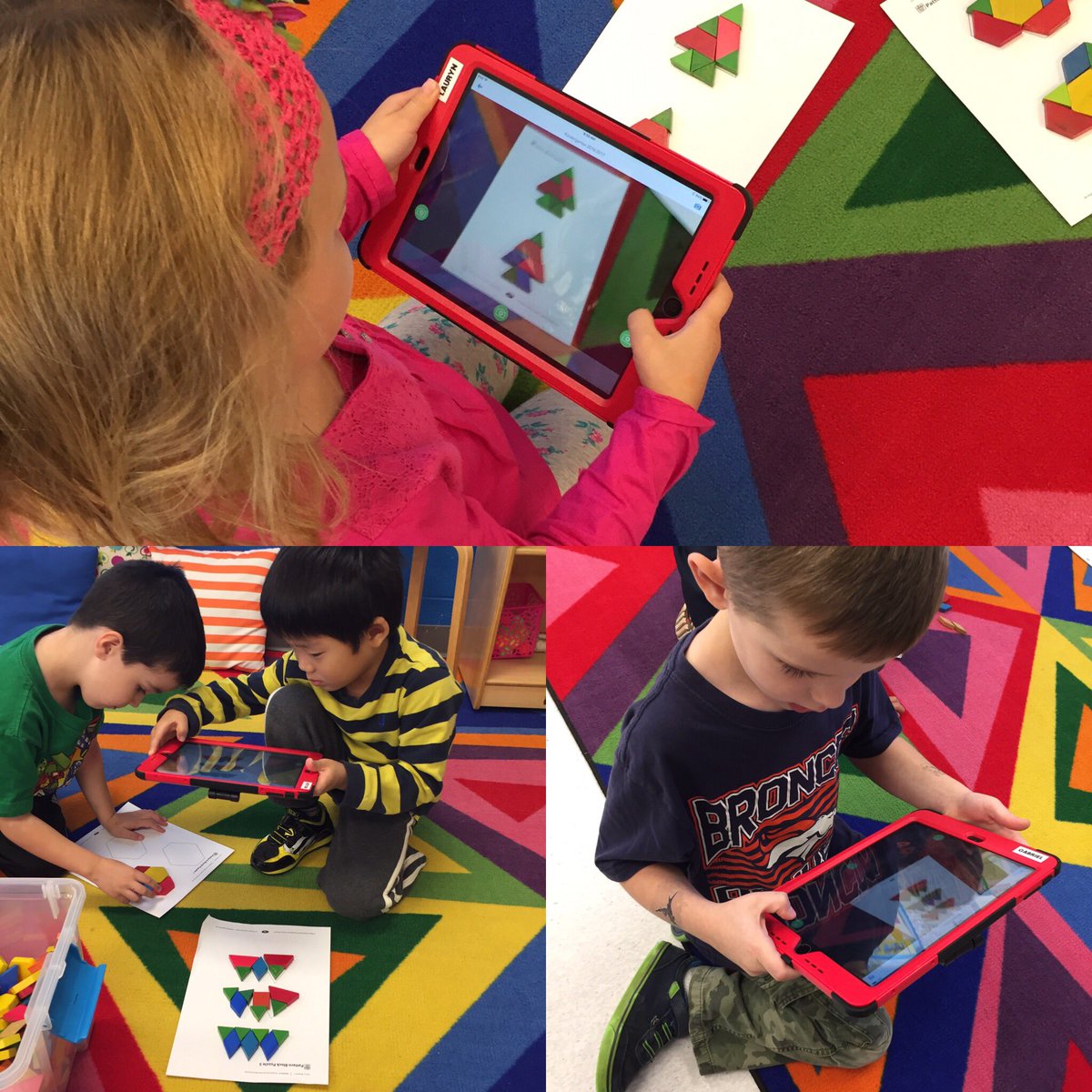 lizloughnane's tweet photo. K Ss using @Seesaw to showcase &amp; record their math shapes @MsFetzersKClass #ePortfolio #edtech #bsd106 https://t.co/WyvEXFINLN