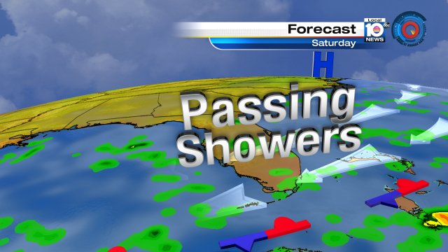 SHOWERY SATURDAY - Expect passing showers and breezy conditions for today. Forecast high 87° https://t.co/x2vIjZgR1n