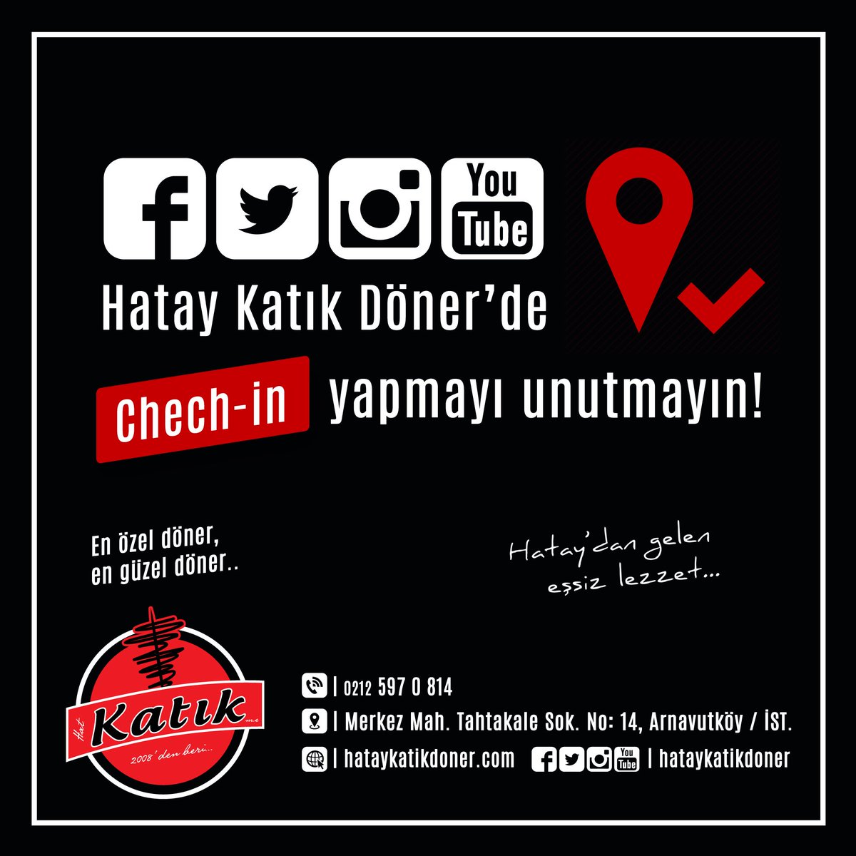 Hatay Katık Döner'de chech-in yapmayı unutmayın!

#hataykatıkdoner #chechin