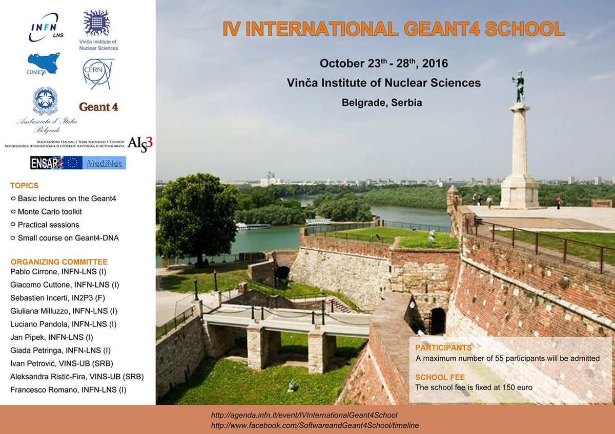 lpandola's tweet image. One week to go! #Geant4 international school in #Belgrade @LNS_INFN @Geant4