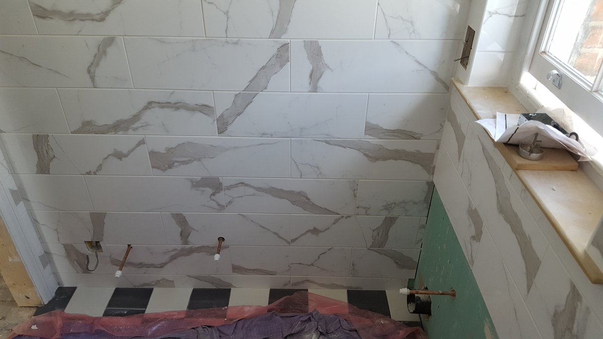 pcroytiling's tweet photo. Bathroom walls tiles supplied by @ToppsTilesTrade using @BALtiling adhesive and grout #tiling https://t.co/l2U8WDcqax
