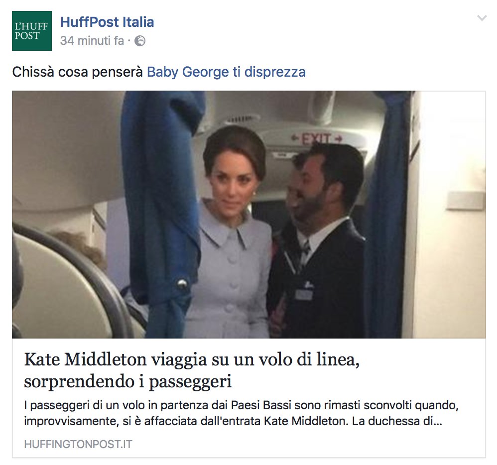 NiccoloMamprin's tweet photo. L'@HuffPostItalia che menziona #BabyGeorge ti disprezza: web journalism e fan page si fondono e dialogano tra loro. Cosa ne pensate? https://t.co/TL9tCt4M5l