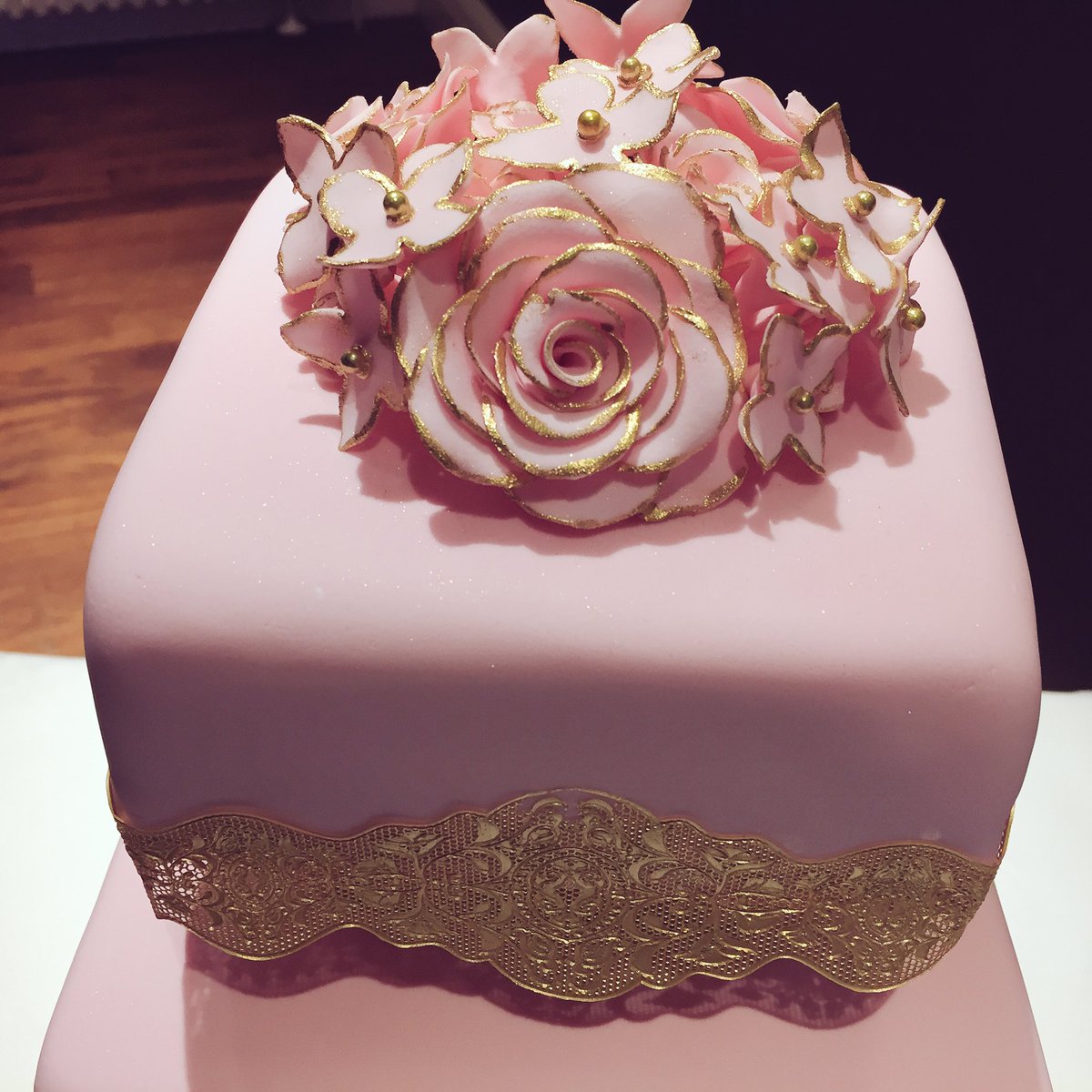 Yvonnescakery's tweet photo. Candy floss pink wedding cake delivered yesterday to The Alderley Edge Hotel #weddingcakescheshire #pinkweddingcake #squareweddingcake https://t.co/hX47yRYK0p
