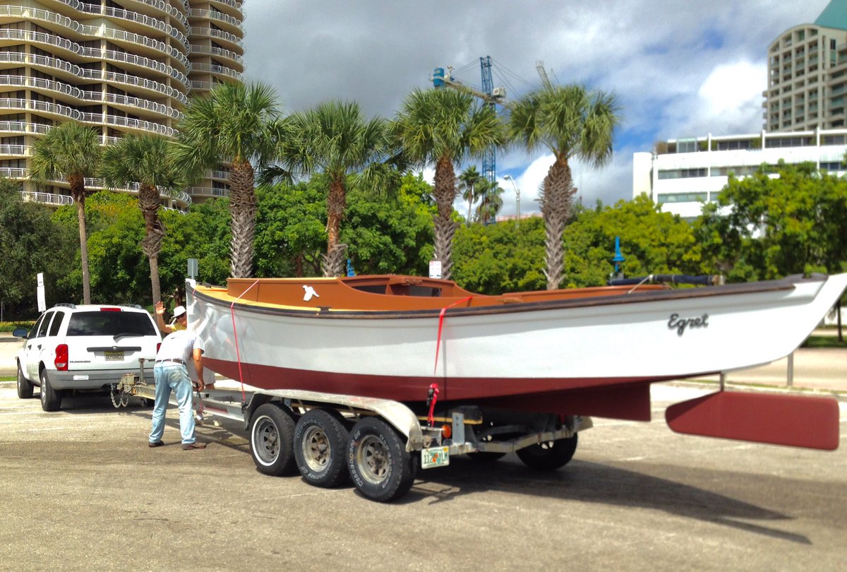 BoatBldgBarncle's tweet photo. The Egret is back at #TheBarnacle after annual maintenance at Manatee Bay Marine and waiting out the Hurricane. @MDCollege #sailboat https://t.co/76NT0RA1kU