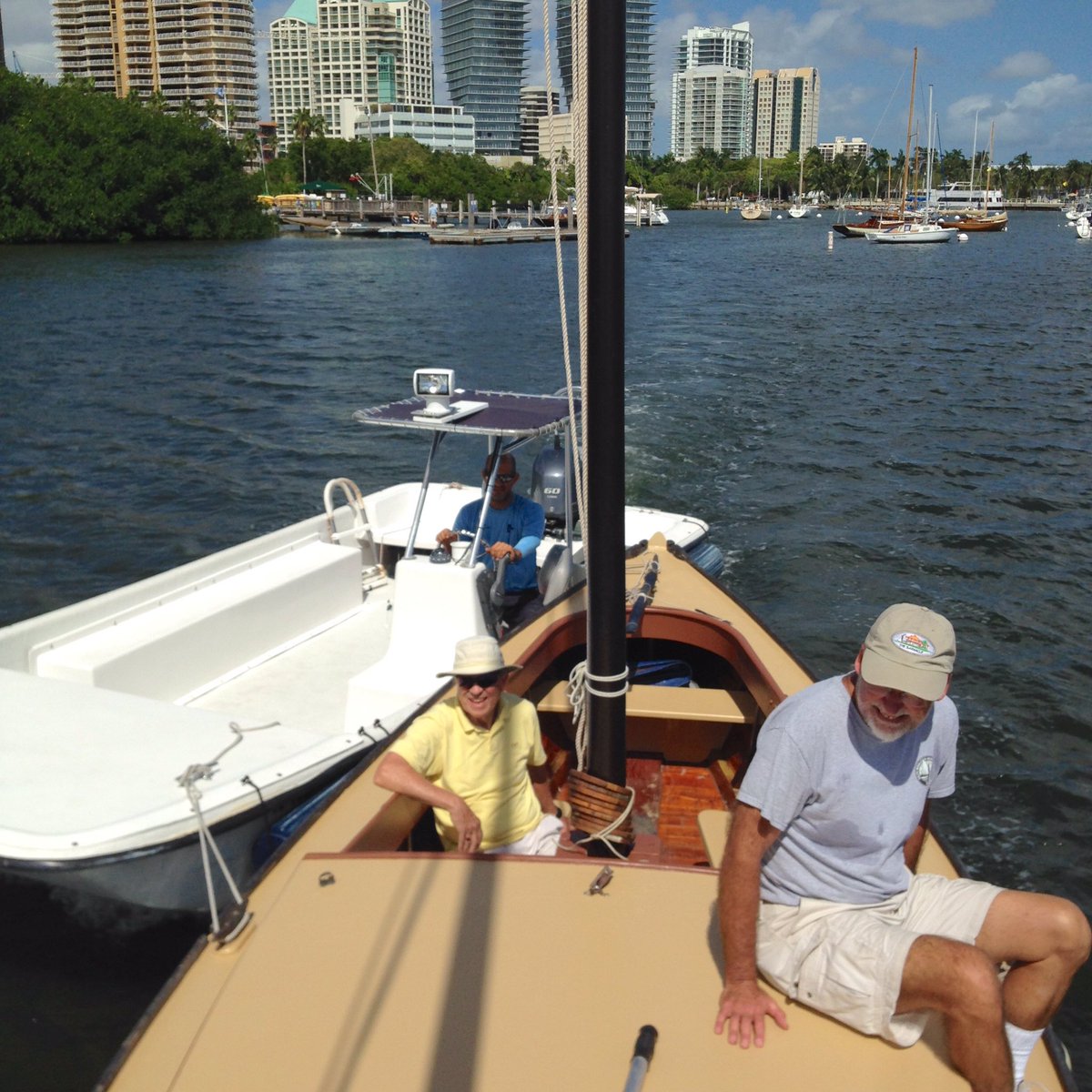 BoatBldgBarncle's tweet photo. The Egret is back at #TheBarnacle after annual maintenance at Manatee Bay Marine and waiting out the Hurricane. @MDCollege #sailboat https://t.co/76NT0RA1kU