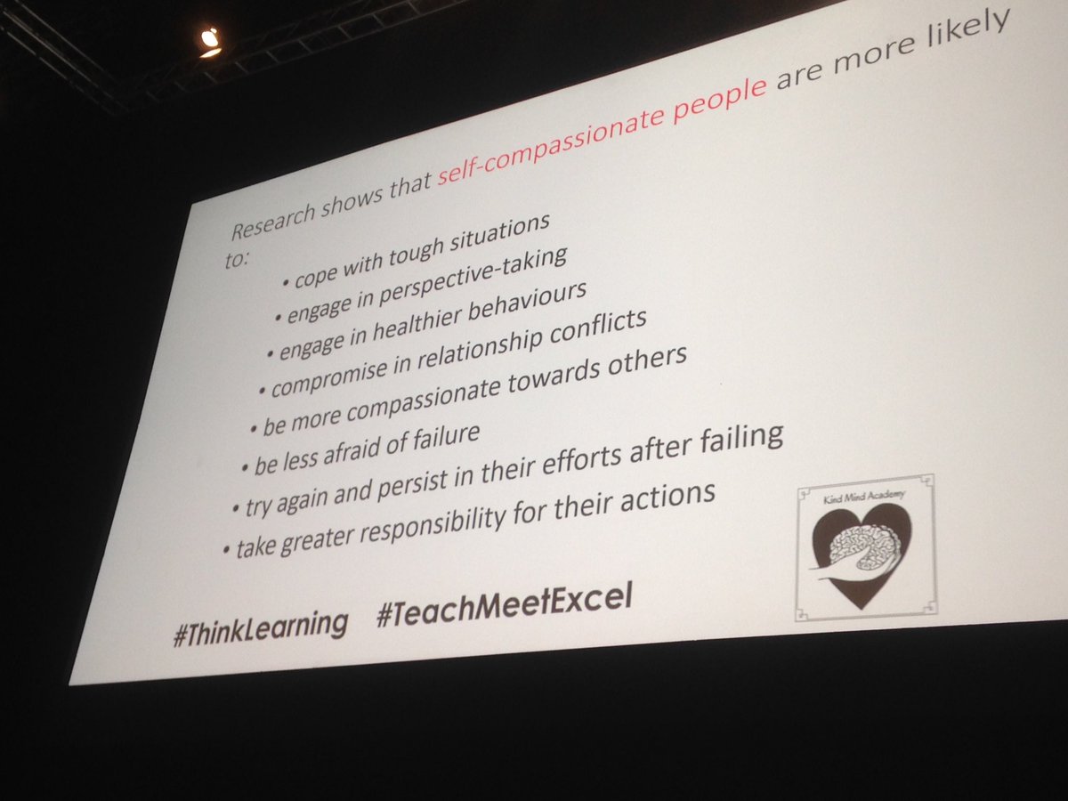 mathsatschool's tweet photo. Kathryn Lovewell @teachersanct on Mindful Self-Compassion. Go to https://t.co/SueMagyuXL to take the test. I'm all of these: #TeachMeetExcel https://t.co/I4wf5hBKFM