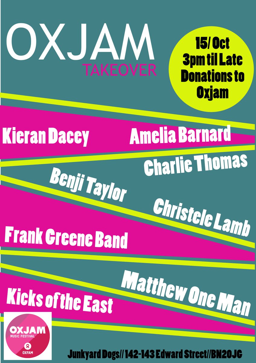 Today!! It's <a href="/OxjamBrighton16/">Oxjam Brighton</a>  Coffeeshop acoustics 3pm til late #junkyarddogs #brighton #live Come Down for all your acoustic goods